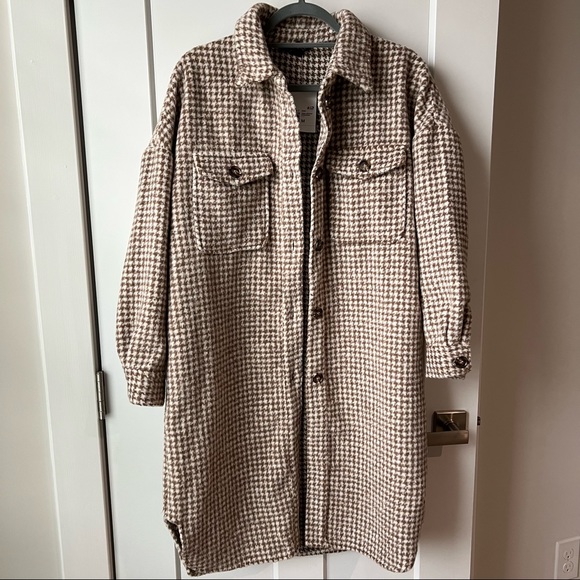 Forever 21 Jackets & Blazers - Forever 21 Brushed Houndstooth Longline Coat Size M